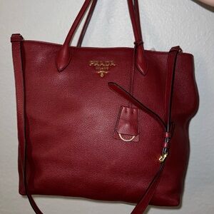 PRADA Large Convertible Open Tote Vitello Daino